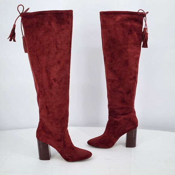 Call It Spring Mequel Tall Slouch Knee High Red Boots Size 8.5 - Picture 5 of 14